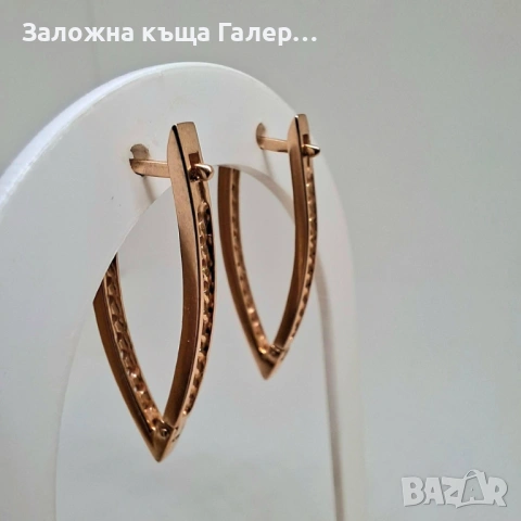 Елегантни златни обеци с фианити, 5,9г – стил и блясък, снимка 4 - Обеци - 54216803