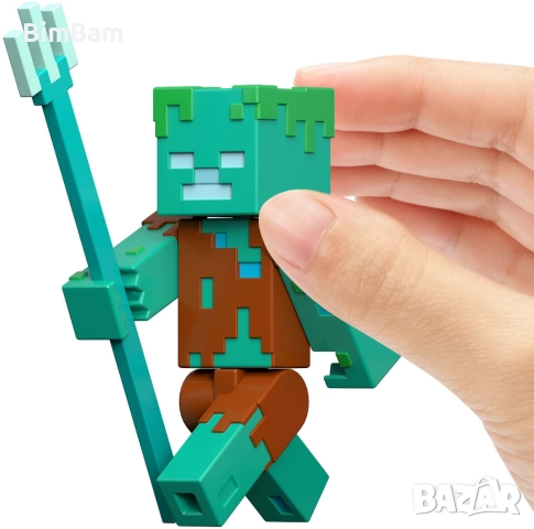 Оригинална фигурка Drowned Minecraft / Mattel, снимка 4 - Фигурки - 52035208