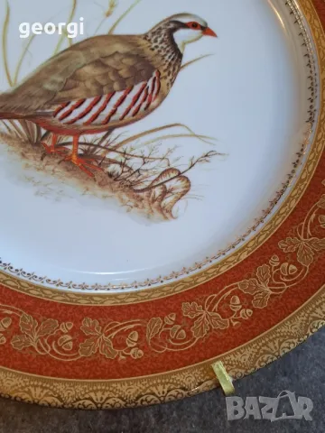 декоративна порцеланова чиния с позлата Limoges ловен мотив яребица 8/1, снимка 9 - Декорация за дома - 49913659