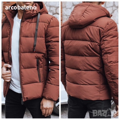 Мъжко зимно ватирано яке с качулка, 4цвята , снимка 7 - Якета - 52259493