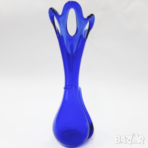 Ваза от кобалтово синьо стъкло, синя(13.3), снимка 4 - Вази - 39679916