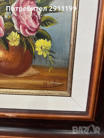 Маслена картина – цветя, снимка 4 - Картини - 54250098
