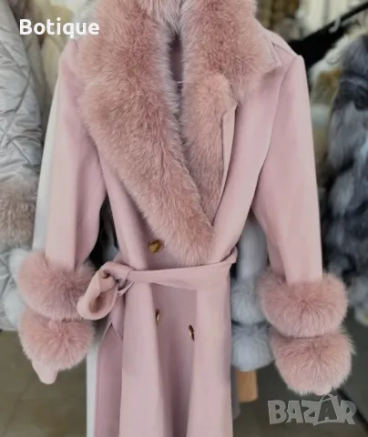 дамско палто от Кашмир и естествен косъм , снимка 6 - Палта, манта - 48566380