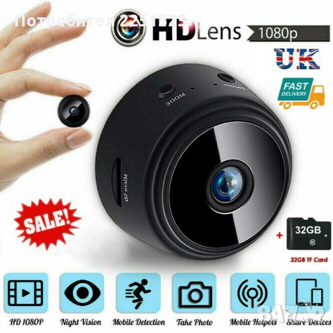 Мини WIFI IP скрита,шпионска,охранителна камера.Бебефон Mini HD Camera, снимка 13 - HD камери - 31606546