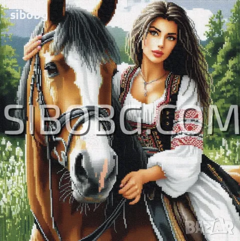 ДИАМАНТЕН ГОБЛЕН "Мома Зорица на кон, снимка 1