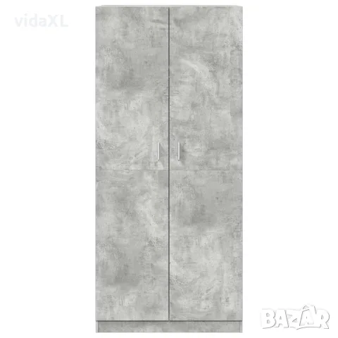 vidaXL Гардероб, бетонно сив, 90x52x200 см, инженерно дърво, снимка 5 - Гардероби - 56147777