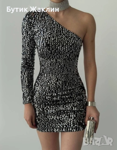 Дамска официална рокля с пайети 