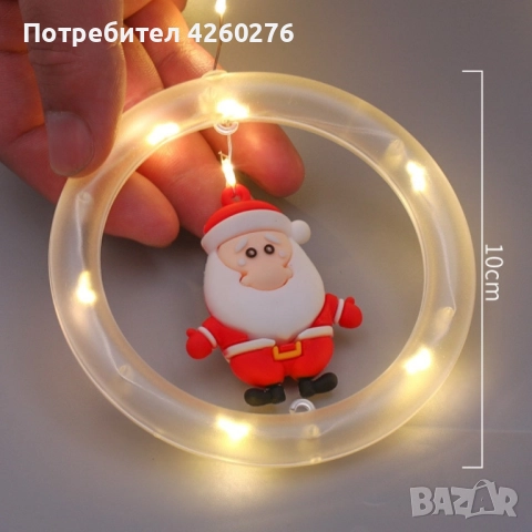 Светещи LED рингове с коледни фигурки, тип завеса 3м, 10 ринга на батерии. , снимка 6 - Декорация за дома - 52086693