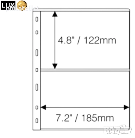 прозрачни резервни листи LUX за две картички 2C – 185x122 мм , опаковка от 10 броя - OPTIMA стандарт, снимка 2 - Филателия - 52091322