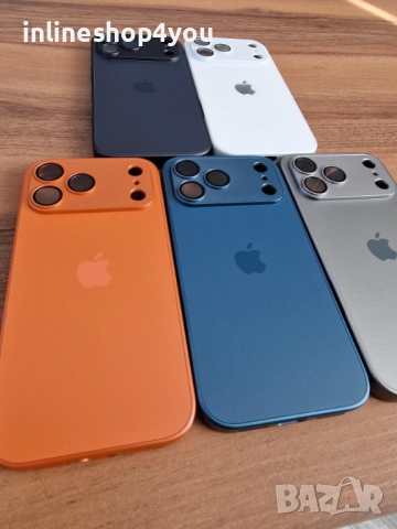 Матов Стъклен Кейс за Apple iPhone 17 Pro - Различни цветове, снимка 3 - Калъфи, кейсове - 52217565