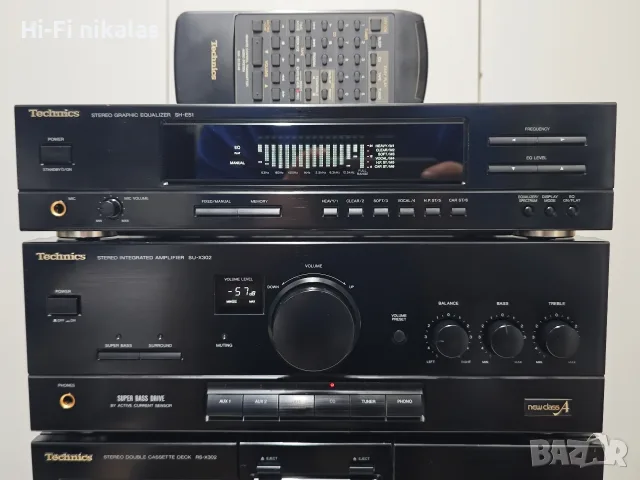стерео усилвател FM радио ресийвър графичен еквалайзер касетъчен дек TECHNICS SU-X302 SH-E51 RS-X302, снимка 2 - Ресийвъри, усилватели, смесителни пултове - 55844020