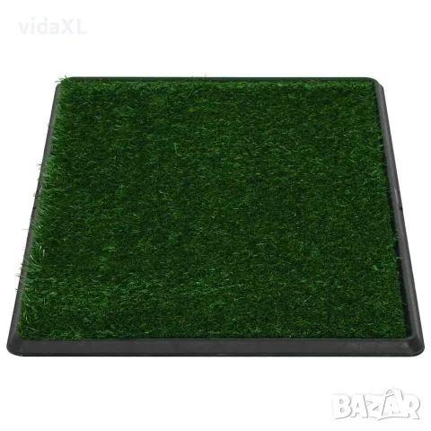 vidaXL Кучешка тоалетна с тава и изкуствена трева, зелена, 76x51x3 см, снимка 3 - За кучета - 56146176