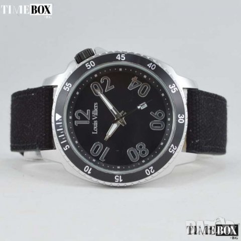 LOUIS VILLIERS Oversized LV1047 Black Leather. Нов мъжки часовник, снимка 3 - Мъжки - 30517266