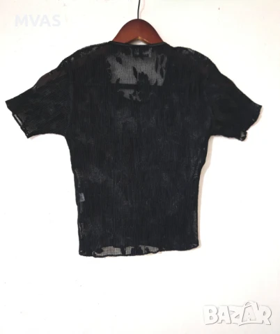 Нов черен дамски прозрачен топ S размер, снимка 2 - Тениски - 51068291