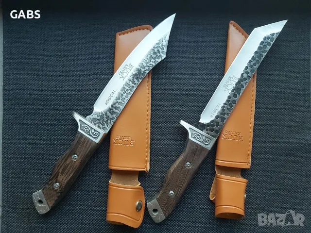 Ловен нож BUCK,фултанг,с дървена дръжка и кания