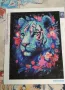 Диамантен гоблен цветен тигър /завършен/, снимка 1