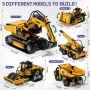 Комплект 5 в 1 STEM строителни играчки, багер, кран, камион, булдозер, снимка 2