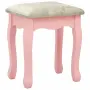 vidaXL Комплект тоалетка с табуретка, розов, 75x69x140 см, пауловния, снимка 8