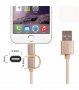 2-В-1 КАБЕЛ ЗА ЗАРЕЖДАНЕ USB-A+TYPE-C ЗА IPHONE, 18W, 1М. ТЕКСТИЛЕН - код 1986, снимка 2