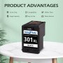 INK E-SALE 301XL Черни касети с мастило, преработени за HP 301, снимка 4