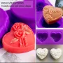 Love 2 големи сърца сърце с рози силиконов молд форма украса декор торта фондан шоколад сапун гипс, снимка 4