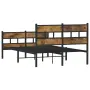 vidaXL Метална рамка за легло, без матрак, опушен дъб, 120x200 см, снимка 6