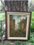 Красива Стара Картина Уличен Пейзаж Живопис Маслени Бои Дървена Рамка, снимка 8