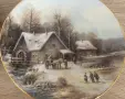 🏺 Комплект 4 колекционерски порцеланови чинии Hutschenreuther – „Weihnachtliche Landschaften“., снимка 4