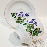 Порцеланова чаша с чинийка Carl von Linne, "Anemone Hepatica"., снимка 4 - Колекции - 44506047