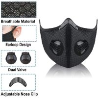 3000052127 Предпазна маска за многократна употреба с 2 клапана и филтър с активен въглен, снимка 6 - Аксесоари и консумативи - 31680603