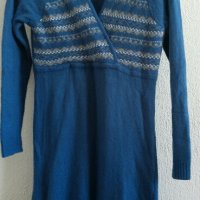 Топла, мека, красива синя рокля от плетиво, снимка 3 - Рокли - 30223952