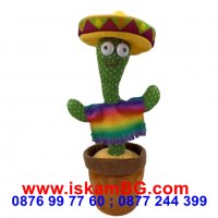 Пеещ танцуващ и повтарящ плюшен кактус в саксия играчка за деца  - код 3698, снимка 12 - Плюшени играчки - 36912360
