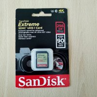 SanDisk Extreme SDXC 256GB 90MB/s UHS-I U3 V30 карта памет за 4К видео