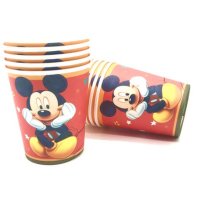 Мики Маус червен фон 10 бр картонени чаши парти рожден ден, снимка 1 - Чаши - 31644986