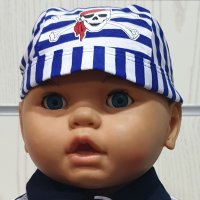 Нов детски бандан на синьо/бяло райе с Череп, от 1 месец до 18 години, снимка 3 - Шапки, шалове и ръкавици - 29974665