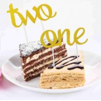 One 1 година бебешки чрд Рожден ден голям мек брокатен топер златист цвят декор за торта, снимка 2 - Други - 24316239