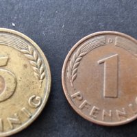 Монети . Германия. 1, 5 и 10 пфенига. 1950 година., снимка 5 - Нумизматика и бонистика - 38160789