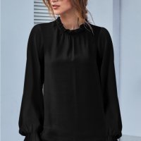 Дамска елегантна блуза в черно с дълъг ръкав, снимка 6 - Блузи с дълъг ръкав и пуловери - 44321297