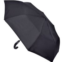Автоматичен сгъваем чадър за дъжд Черен с кожена дръжка 36,5 см, снимка 3 - Други - 42876881
