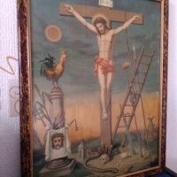 Стара немска икона в красива дървена рамка и размер: 45х35см., снимка 2 - Икони - 37870508