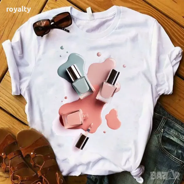 Дамска памучна тениска с щампа Два дизайни , снимка 1