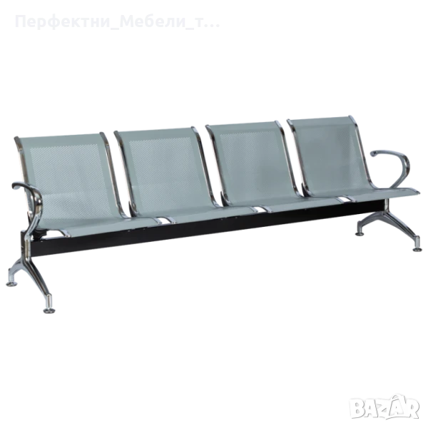 4 местна метална пейка посетителска,метална пейка 5 места за чакалня, снимка 1