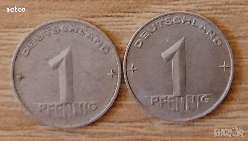 Лот 1 пфениг 1952 и 1953 г. ГДР л100, снимка 1