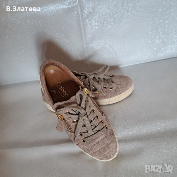 Обувки GABOR , цвят БЕЖЕВ, естествен набук-на платформа, снимка 1