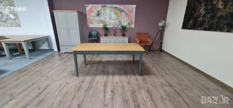 ПРОМОЦИЯ!!!Трапезна дървена маса със сиви крака, снимка 1