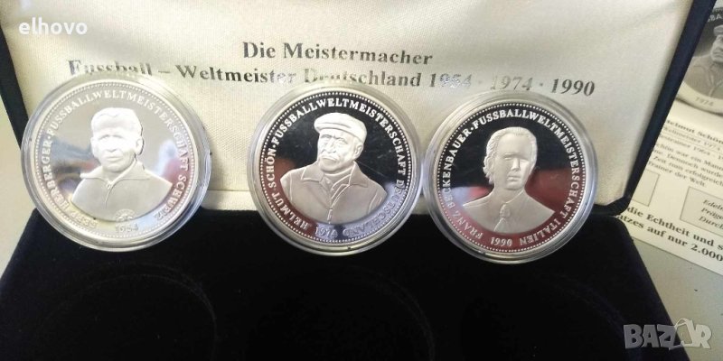 Сребърни юбилейни медали Fussball-Weltmeister Deutschland 1954, 1974, 1990г, снимка 1
