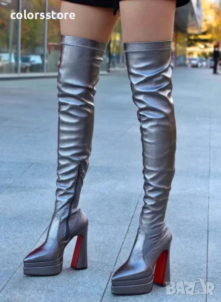 Чизми на ток - бронз кожа - YSV2, снимка 1