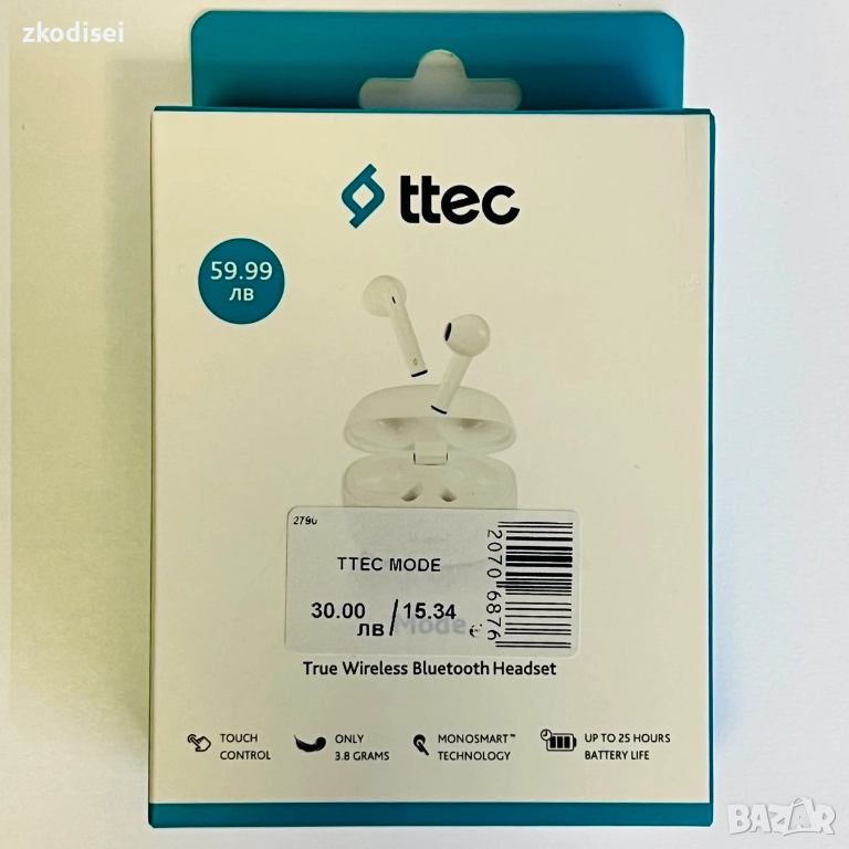 Bluetooth Слушалки TTEC MODE, снимка 1