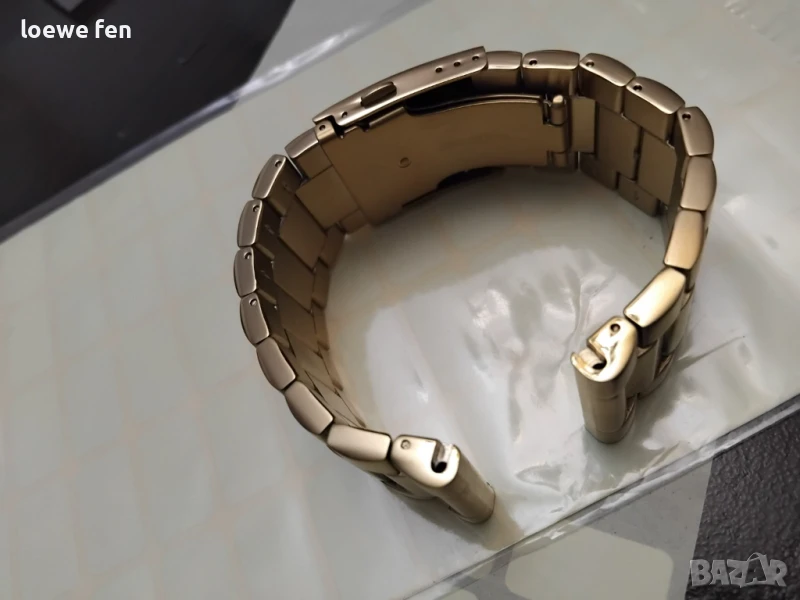 Верижка за часовник масивна плътна неръждаема стомана златиста златна позлатена gold!, снимка 1