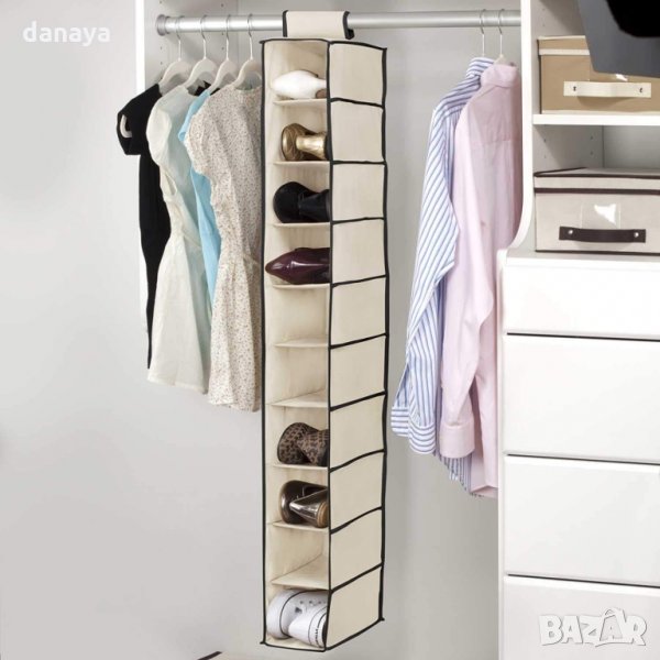 418 Висящ органайзер за обувки разпределител за гардероб с 10 рафта, снимка 1
